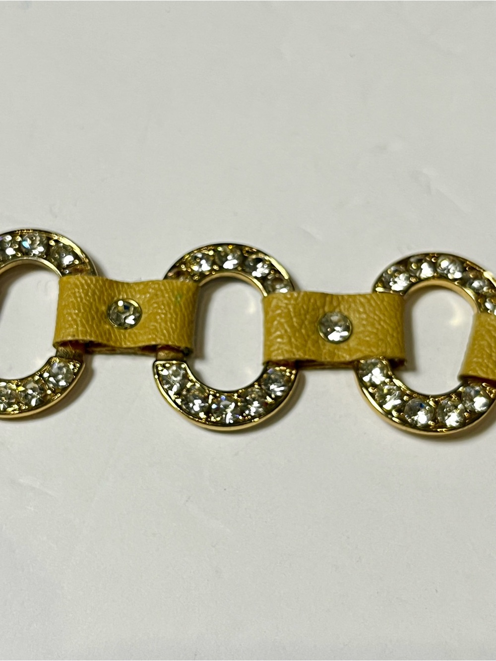 Beige Rhinestone Link Bracelet - Women's Fashion Accessory leather strap $19 - Picture 3 of 5